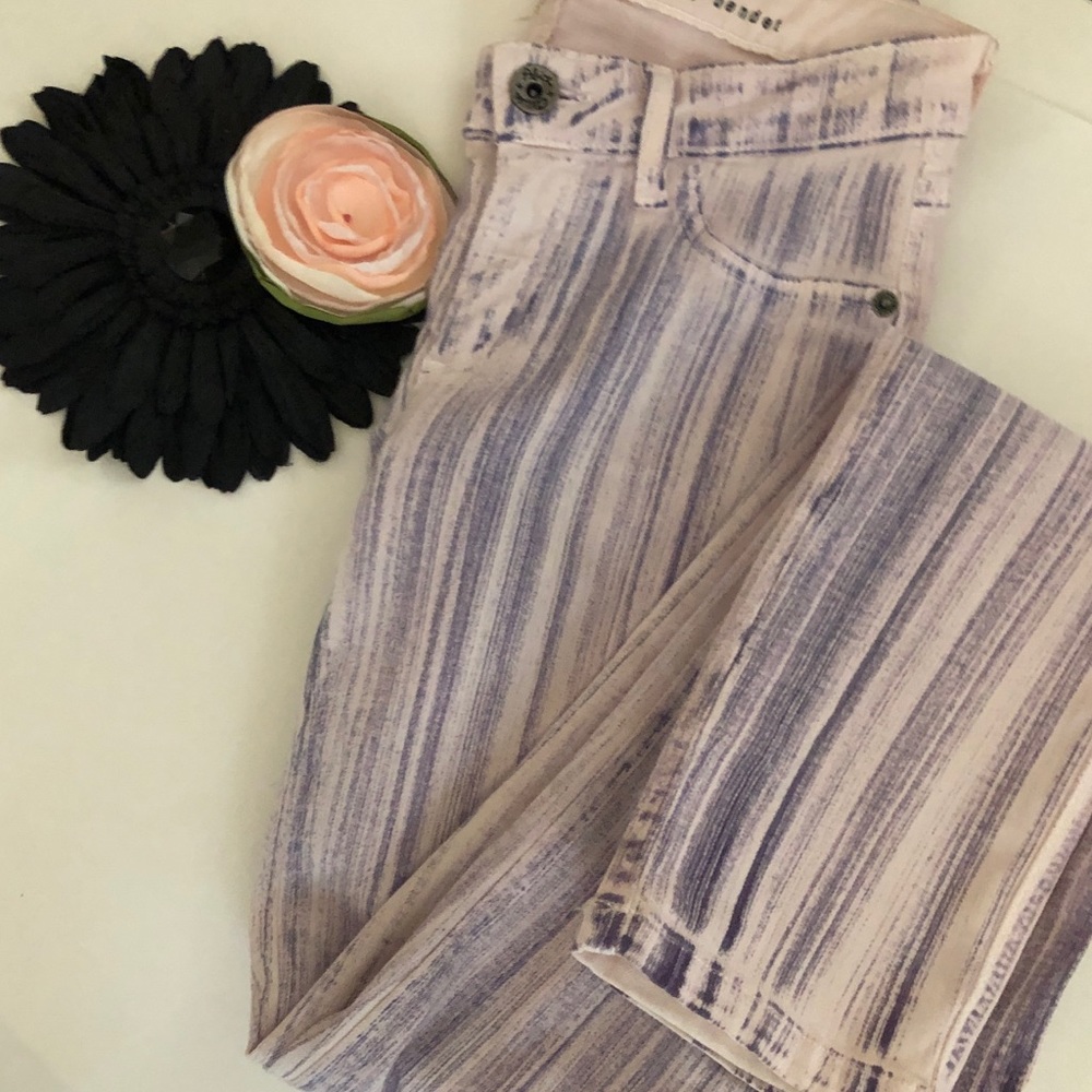 Alice & Olivia pink skinnies purple/blue brushed